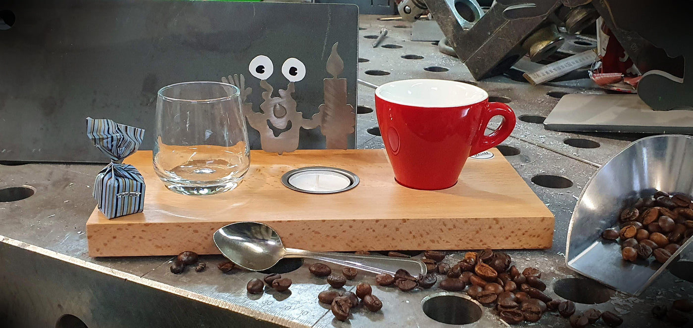 Espresso-MoNsTeR | "Elton mit Kerze" | Espressobrett - Lumini